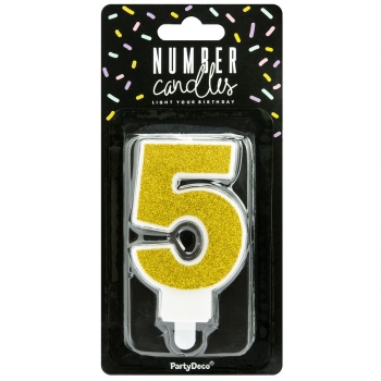 Number Candle - 5 - Gold